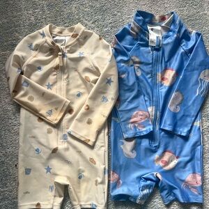 H&M Blue and Cream Kids' Rash Guard Set